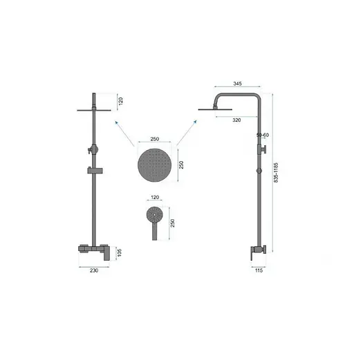Душова система Rea Roger gold золотий з виливом REA-P0692, Золотий - фото 9