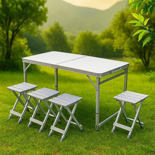Набір меблів для пікніка Lugi посилений стіл та 4 стільці 120х60х75/65/55 см білий JY-12061W - фото 10