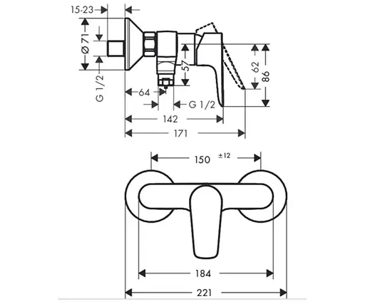 Смеситель для душа Hansgrohe Talis E 71760000 Хром - фото 2