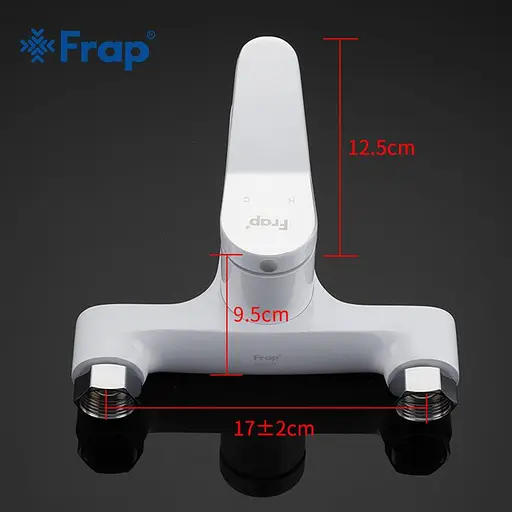 F3245 Змішувач для ванни одноричажний короткий литий гусак латунний корпус гайка Ø35 білий/хром Frap 1/10 Білий - фото 6