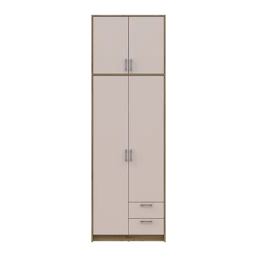 Шафа для одягу Doros Ронді з високою антресолею Дуб Артізан/Кашемір 2 ДСП 82х52х260 (42005192) - фото 4