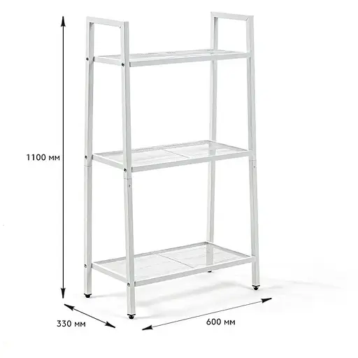 Стелаж-етажерка Wall Sticker SW-00002103 триярусний з металу 60х33х110 см білий - фото 2