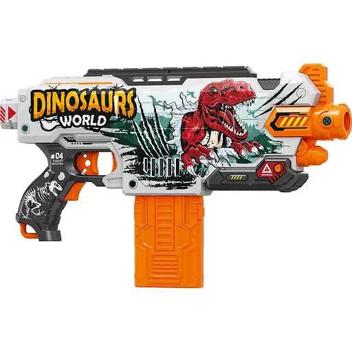 Игрушечный детский пистолет автомат. с магазином на батаре. с мягк. патронами Мир Динозавров (24 шт.)(43х20см) - фото 1