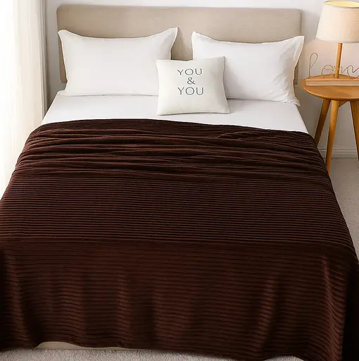 Плед-покривало шарпей коричневий у смужку 2см 150х200 см (00055) - фото 2