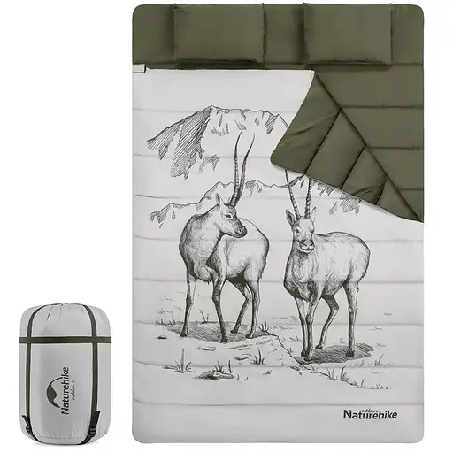 Спальный мешок двухместный с подушками Naturehike NH21MSD06, зеленый