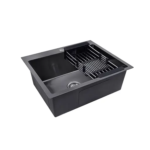 Кухонная мойка Kroner KRP Schwarze - 6050HM PVD (3,0/1,0 мм) CV025260, Черный - фото 5