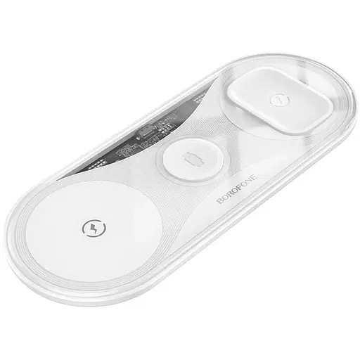 Бездротовий зарядний пристрій Borofone BQ19 3в1 W15 білий - фото 1