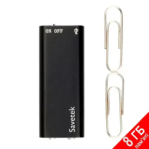 Мініатюрний диктофон з активацією голосом Savetek 200 (GS-R01s), 8 Гб, Mp3, VOX, 8 годин запису (100301) - фото 2