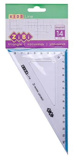 Косинець KIDS Line, 140 мм, 90°/60°, з блакитною смужкою, блістер, 12 шт. в упаковці