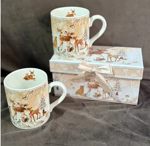 Чайный набор 2 чашки R36260 Бэмби керамика в подарочной упаковке 220 мл Белая - фото 4