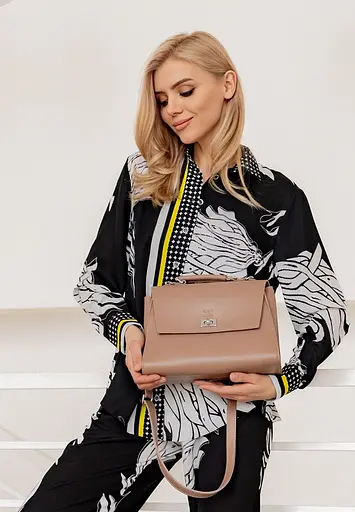 Жіноча шкіряна сумка Classic карамель краст - фото 5