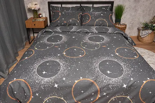 Комплект постільної білизни Moon&Star Бязь Gold Люкс Cosmic Glow полуторний євро 160х220 наволочки 2х50х70 - фото 6