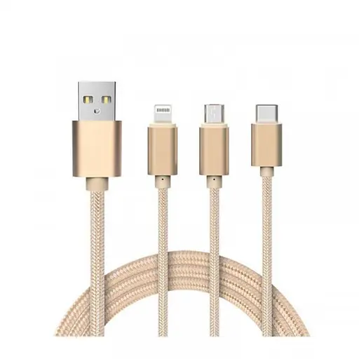Кабель Hoco X2, 1-pull-3 тройной iPhone/Micro-USB/Type-C
