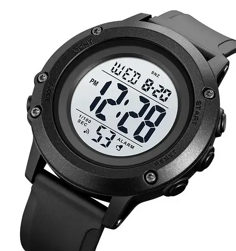 Мужские спортивные часы Skmei 1966 (Черные с белым циферблатом) - фото 2