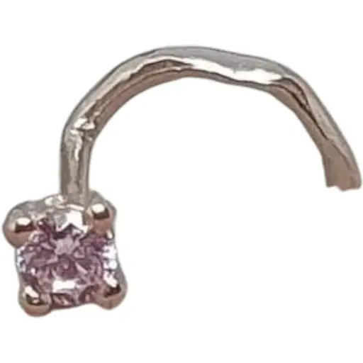 Золота сережка-пірсинг Dear в ніс Dear з фіанітом. 1018.1 Рожевий (світлий)