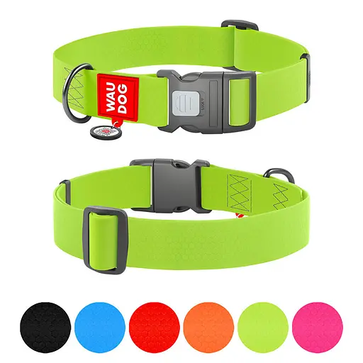 Нашийник для собак водостійкий Waudog Waterproof з QR-паспортом пластиковий фастекс XXL Ш 40 мм Д 46-70 см салатовий - фото 2
