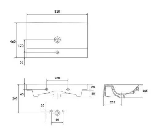 Умывальник мебельный Cersanit Larga 80 см Белый K120-010 30412 - фото 3
