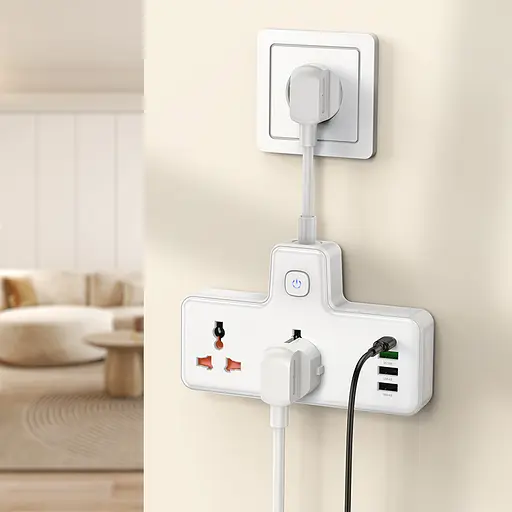 Сетевой удлинитель HOCO AC12A Reise 2-position expansion socket(PD30W1C3A) (8.5 cm) White - фото 6