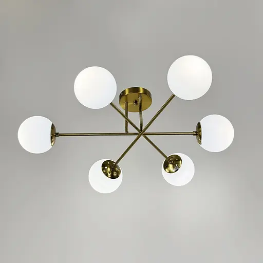 Люстра в латунном корпусе с 6 белыми плафонами Ø 73 см | Ст. S 7072/6 TBS+WT | Line F - фото 2