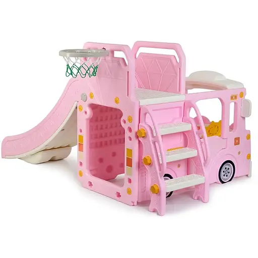 Детский игровой комплекс 2 в 1 Bambi WM19090-8 горка, качели, баскетбол - фото 2
