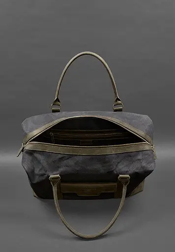 Дорожная сумка из конваса и натуральной кожи Crazy Horse темно-коричневая - фото 5