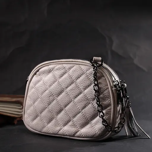 Женская стеганая сумка Vintage из мягкой натуральной кожи 19х14х6 см sum0029054 - фото 8