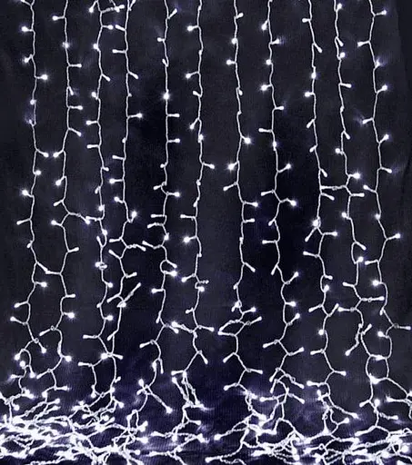 Електрична гірлянда Водоспад 3х3м різдвяна LED-штора 480 світлодіодів Новорічна гірлянда для декору Біла - фото 2