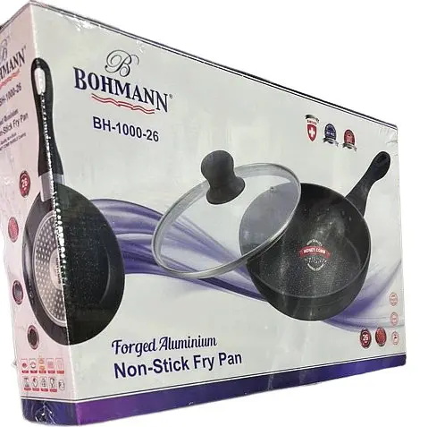 Сковорода Bohmann BH-1000-28 с антипригарным покрытием Duflon стеклянной крышкой 28 см - фото 6