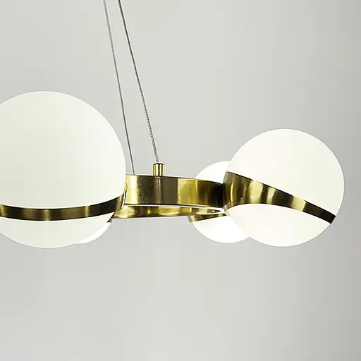 Элегантная латунная кольцевая люстра на 6 плафонов Ø 65 см | Ст. SG 51/6 AB+WT | Line F - фото 5