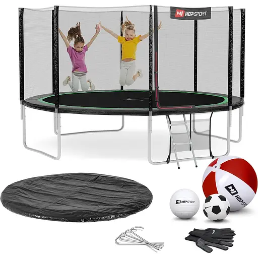 Батут Hop-Sport 14ft (427см) чорно-зелений з зовнішньою сіткою - фото 3