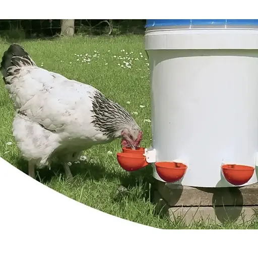 Поилка для поения кур автоматическая, чашки кормления, пластиковые, оранжевого цвета, 4 шт в наборе - фото 4