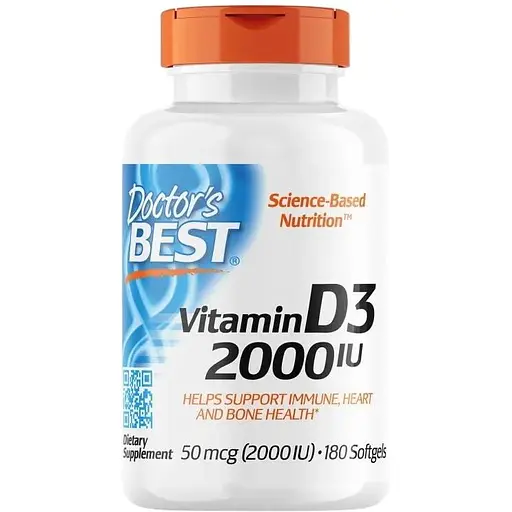 Вітаміни та мінерали Doctor's Best Vitamin D3 2000 IU, 180 капсул