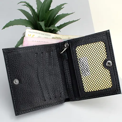 Портмоне мужское кожаное Ricco Grande 608-A черное на кнопке - фото 2