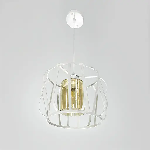 Підвісний світильник із янтарним плафоном у білому корпусі 32×23 см | Арт. 12682/1 WT+AM | Line F - фото 5