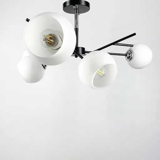 Люстра в черном корпусе на 6 ламп Line.F Цвет плафона Белый - фото 9