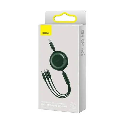 Кабель Baseus Bright Mirror 2 Series Retractable 3 in 1 Fast Charging Data Cable USB to M+L+C 3.5A 1.1 м зеленый - фото 2