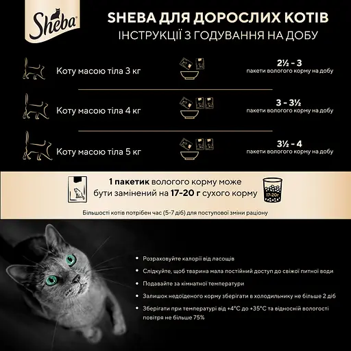 Вологий корм для котів Sheba з індичкою в желе 85 г - фото 5