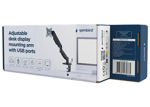 Кронштейн настольный для монитора Gembird MADA1U01 USB 17-32 дюйма Black - фото 4