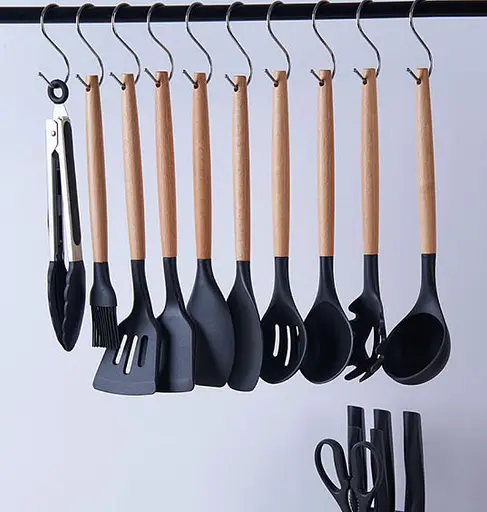 Набір кухонного приладдя A-plus Kitchenware Set силіконовий з дощечкою Чорний - фото 4