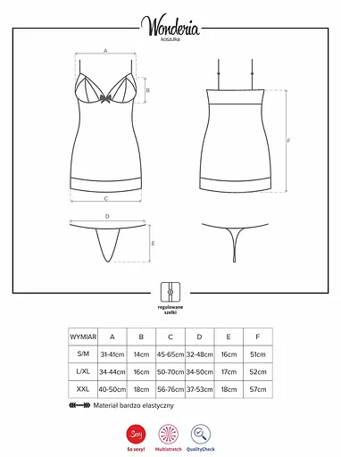 Эротический комплект Obsessive Wonderia chemise S/M черный - фото 7