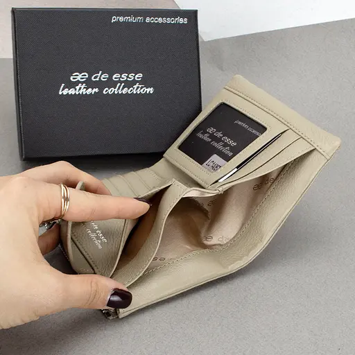 Гаманець жіночий шкіряний De Esse 14057-GD34 маленький бежевий - фото 4