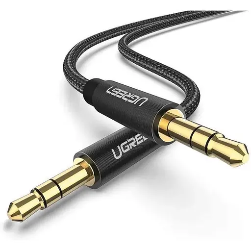 Аудио кабель Ugreen AV112 3.5 мм Male to 3.5 мм Male Cable золотистый Plated Metal Case with Braid (50361) - фото 1