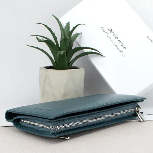 Гаманець жіночий шкіряний De Esse LC89259-F9975 вертикальний бірюзовий - фото 5