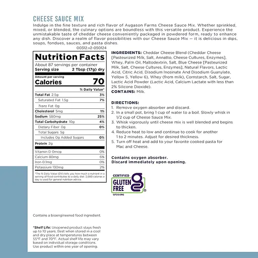 Сырная заправка (сырная намазка на хлеб) с длительным сроком хранения до 10 лет Augason Farms, сублимированная, 87 порций (101078) - фото 2