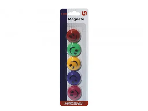 Магніти смайли кольорові, 3 см, 5 шт.