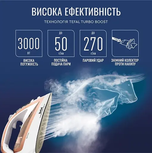 Праска Tefal TurboPro Anti-Calc біло-бежевий (FV5697E1) - фото 4