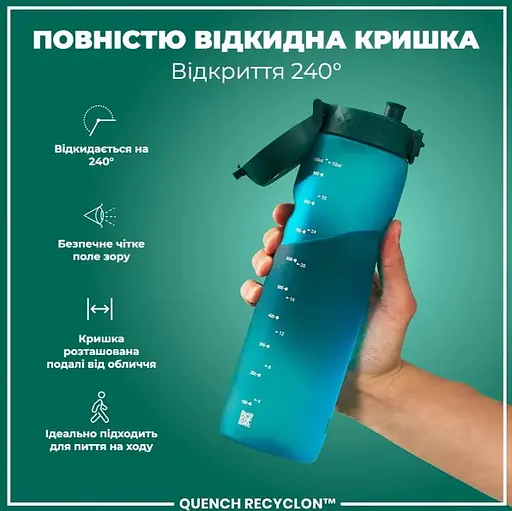Пляшка для води ION8 1000 мл (ЭКО бутылка) BPA Free, Aqua (I8RF1000AQU) - фото 3