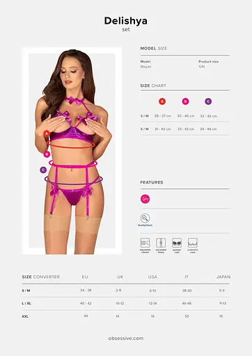 Комплект білизни Obsessive Delishya L/XL фіолетовий - фото 7