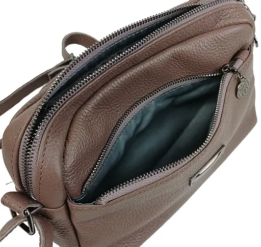 Женская кожаная сумка Borsacomoda на плечо коричневая sum0028719 - фото 9