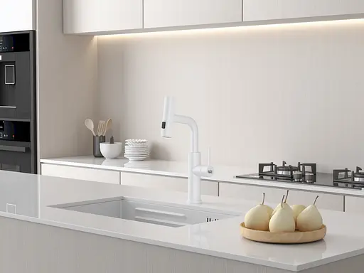 Cмеситель для кухни водопад с выдвижной лейкой белый Nett LW-35 Белый - фото 11